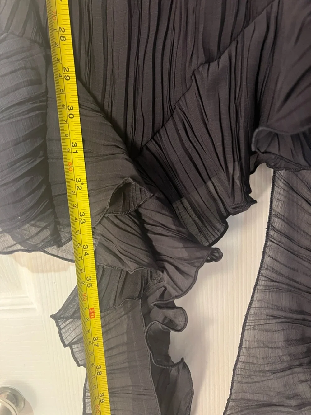 ZARA Crinkle-pleated Navy/Black Ruffle Hem Sleeveless Dress. S NWT - Picture 14 of 16